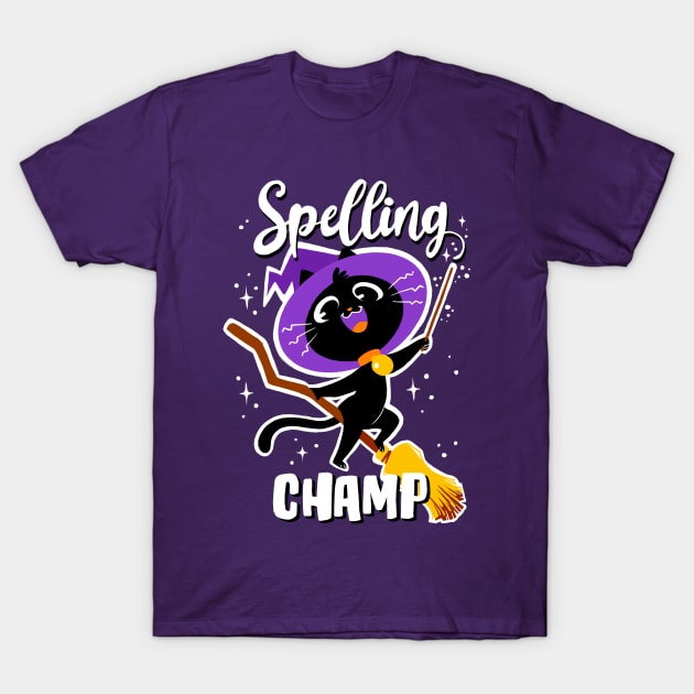 Spelling Champ Kitty T-Shirt by Kuitsuku